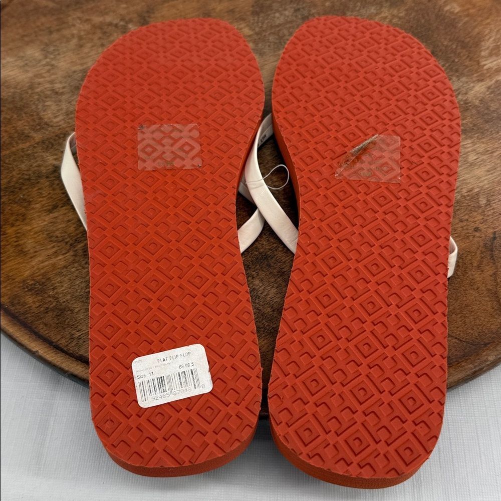 Tory Burch Sandals Wm 11 Thong Flip Flops Fall Orange Cream Cloud/Fruit Basket - Picture 8 of 9